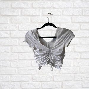 US S | Urban Outfitters White V-neck Crop Top